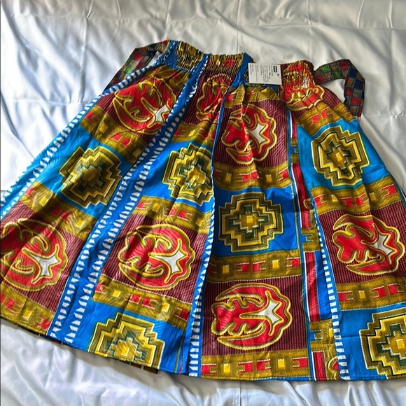 Jackpot Yellow Blue Pleated A-Line Skirt - Picture 3 of 5